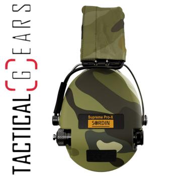 SORDIN SUPREME PRO-X LED AKTIVER KAPSEL-GEHÖRSCHUTZ GELKISSEN CAMO-BAND CAMO-KAPSEL